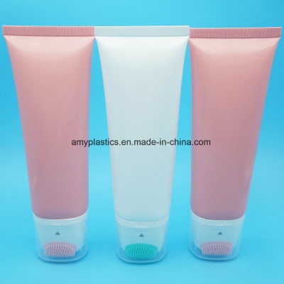 Plastic Cosmetic Oval Tube with Metal/ Silicon Roller and Silicon Soft Brush Applicator